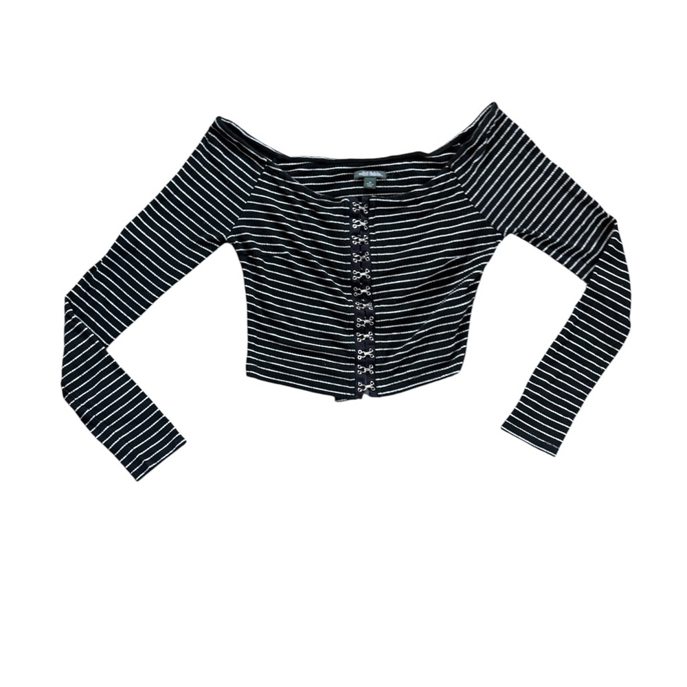 Black and White Striped Crop Top